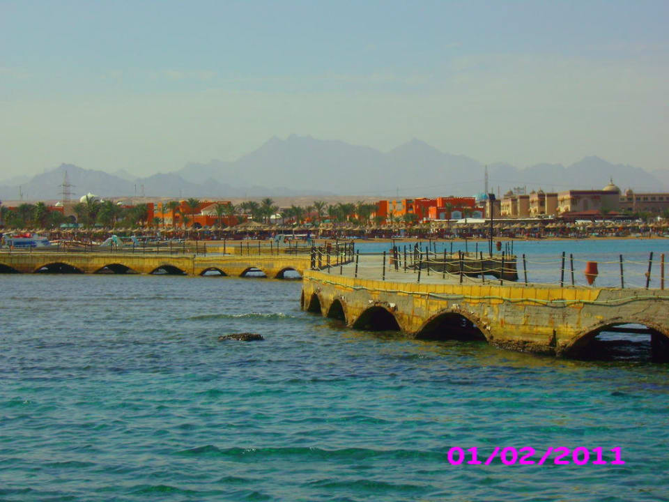 Vom Meer aus Richtung Hotel Pickalbatros Dana Beach Resort - Hurghada