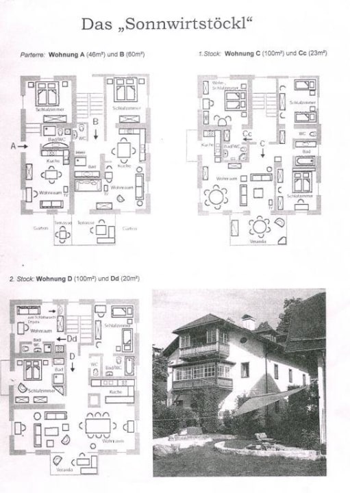 Zimmer- bzw. Hausplan Sonnwirtstöckl Ferienwohnungen Sonnwirtstöckl