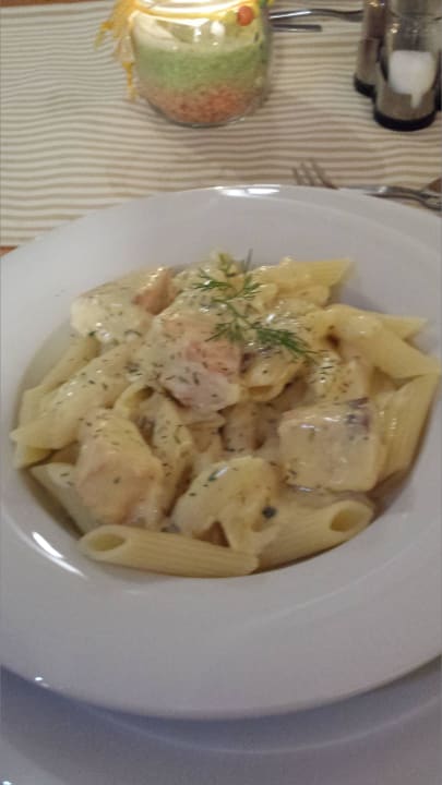 Lachsnudeln..lecker Hotel Bayernstern