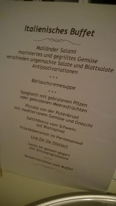 Buffet-Karte Golf & Sporthotel Wiesensee