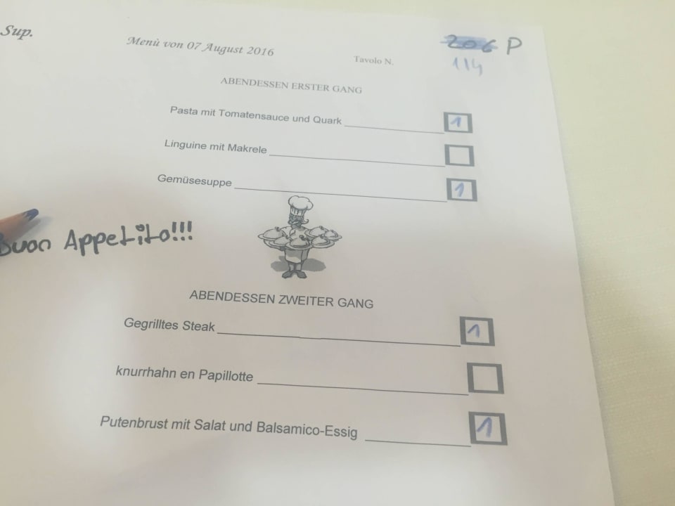 Essen Auswahl  Hotel Regina