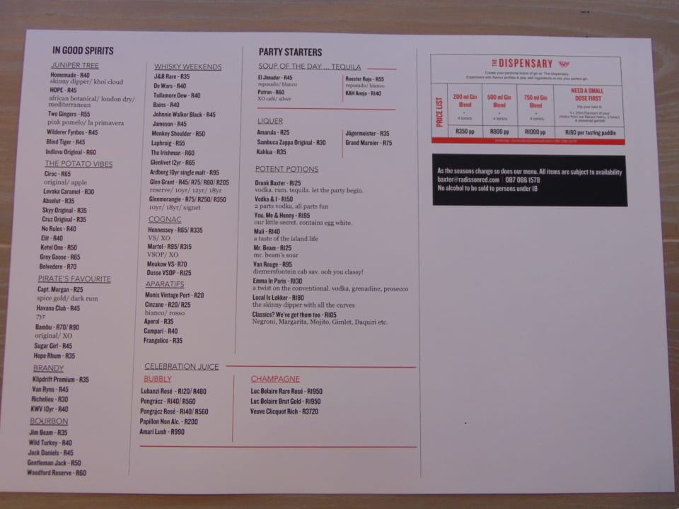 Gastro Radisson RED Cape Town