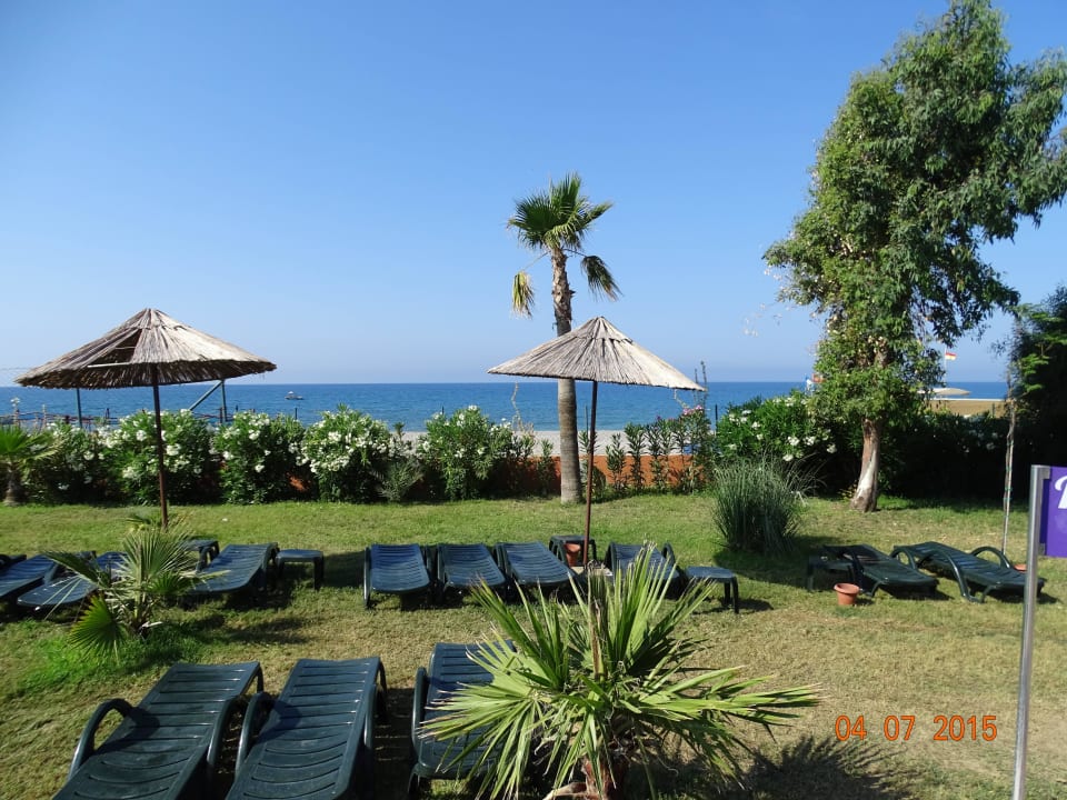 Liegen vor dem Aquapark Club Turtas Beach Hotel