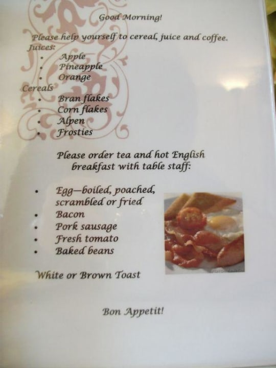 Speisekarte The Euro Hotel