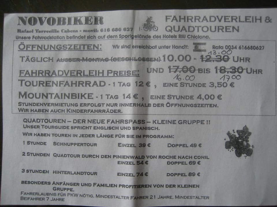 Preisliste März 2011 Hotel Riu Chiclana