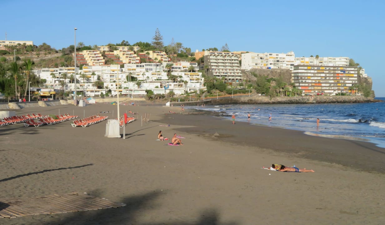 Strand von San Agustin - Blick nach Osten Bungalows Rocas Rojas