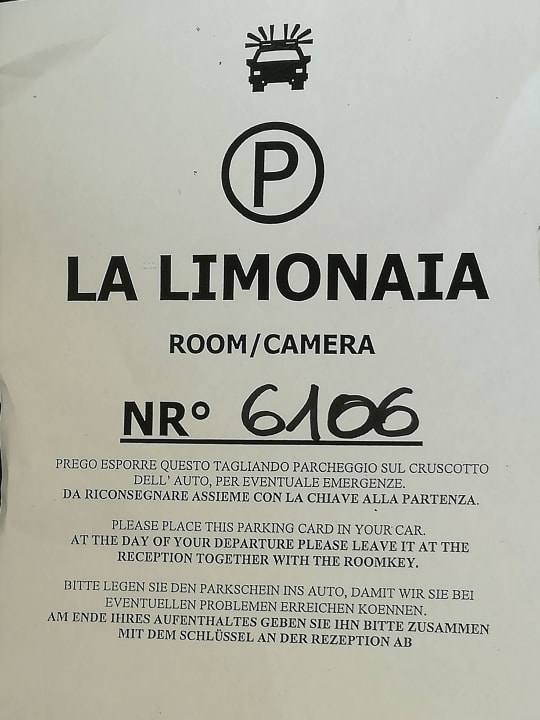 Parkzettel Centro Vacanze La Limonaia