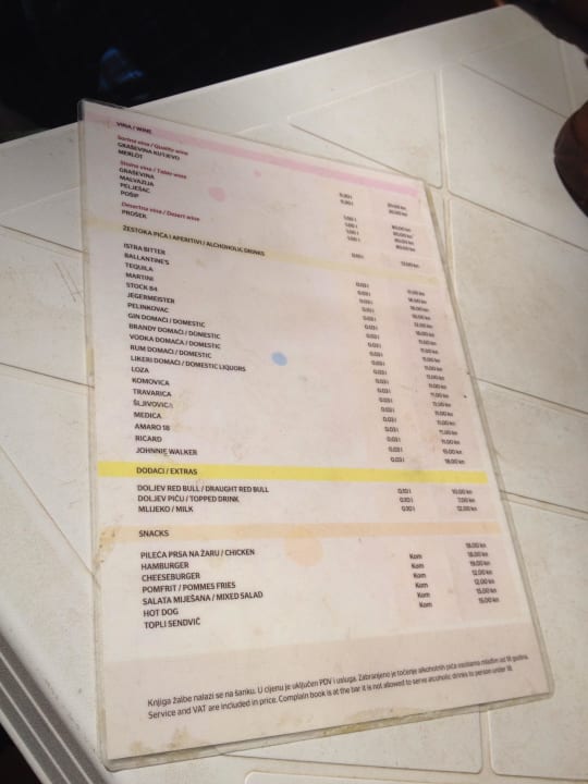 Preisliste Strandbar Pine Beach Pakostane