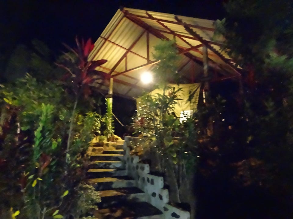 Aufgang zum beleuchteten Zelt nachts Elephant Hills