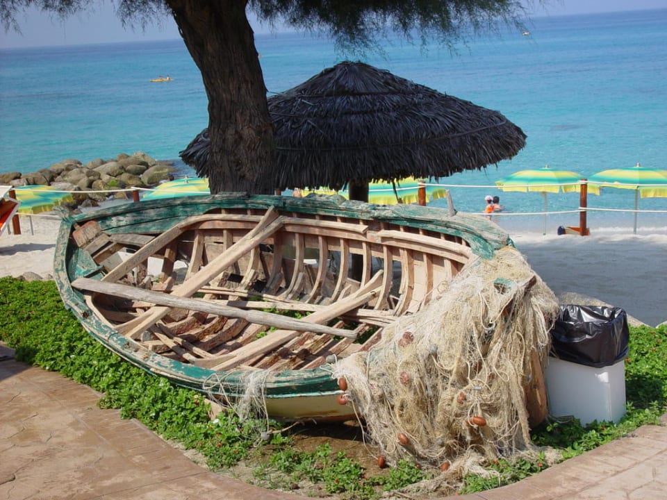 Blick von Hotel Veranda zum Strand Hotel Villaggio Il Gabbiano