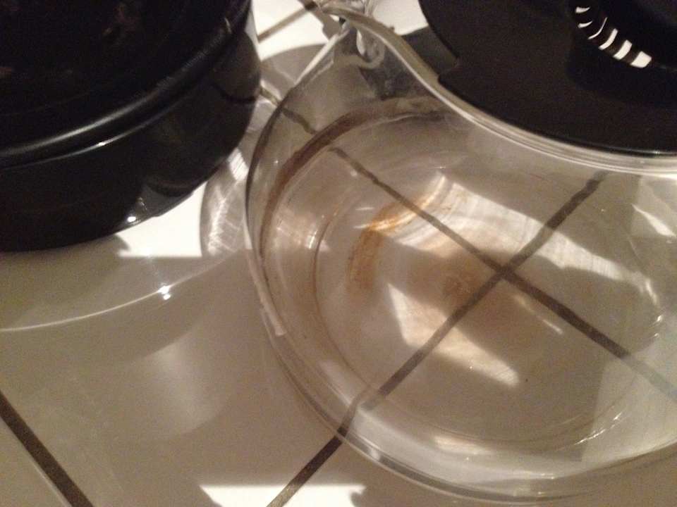 Verschmutzte Kaffeemaschine Finca Kalotta