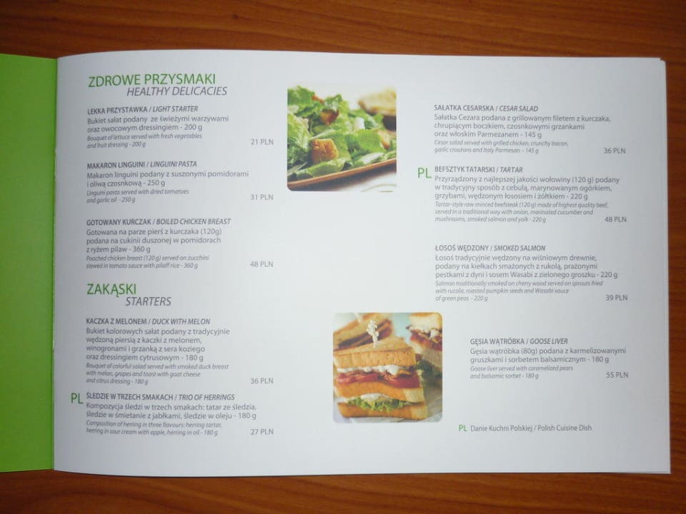Menu Mercure Warszawa Centrum