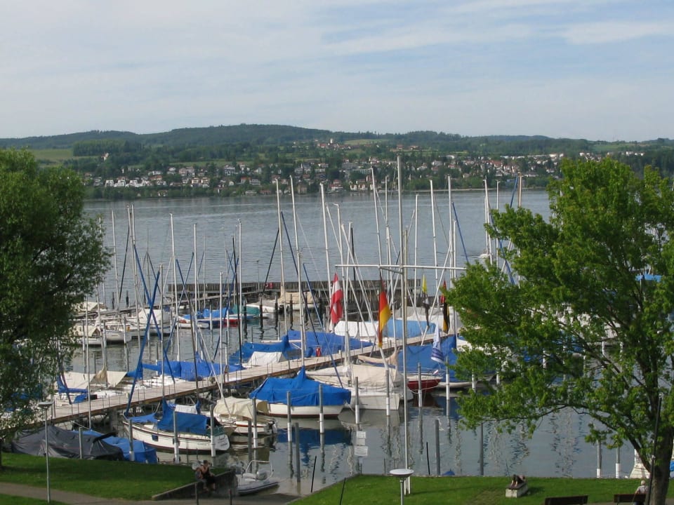 Aussicht vom Balkon auf den See Landhotel Bodensee