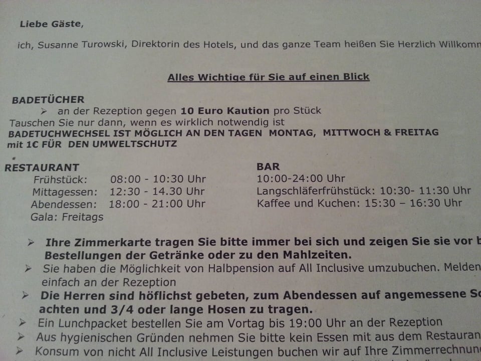 Essenszeiten allsun Hotel Bahia del Este