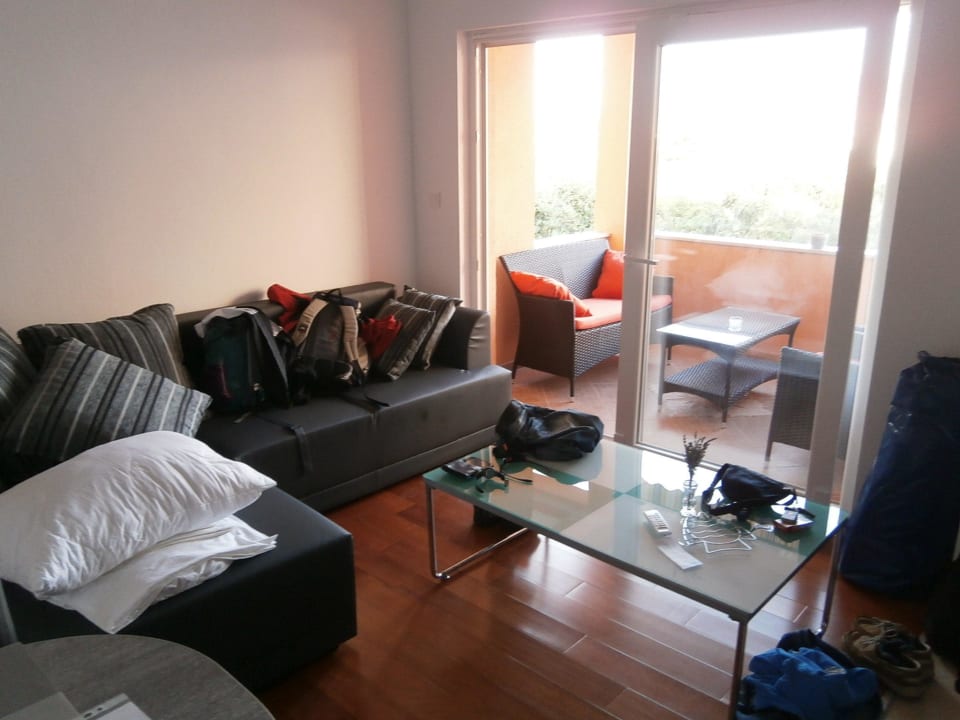 Couchbereich mit Balkon Apartment Malo Misto