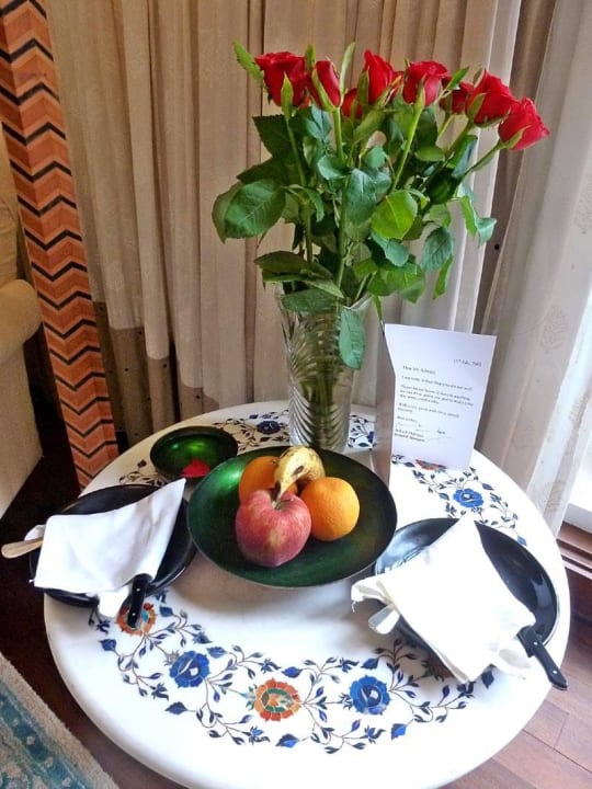 Willkommensgruß im Zimmer Hotel The Oberoi Amarvilas