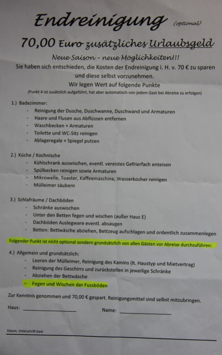 Nebenkosten Bungalows Himmlisch Himmelpfort
