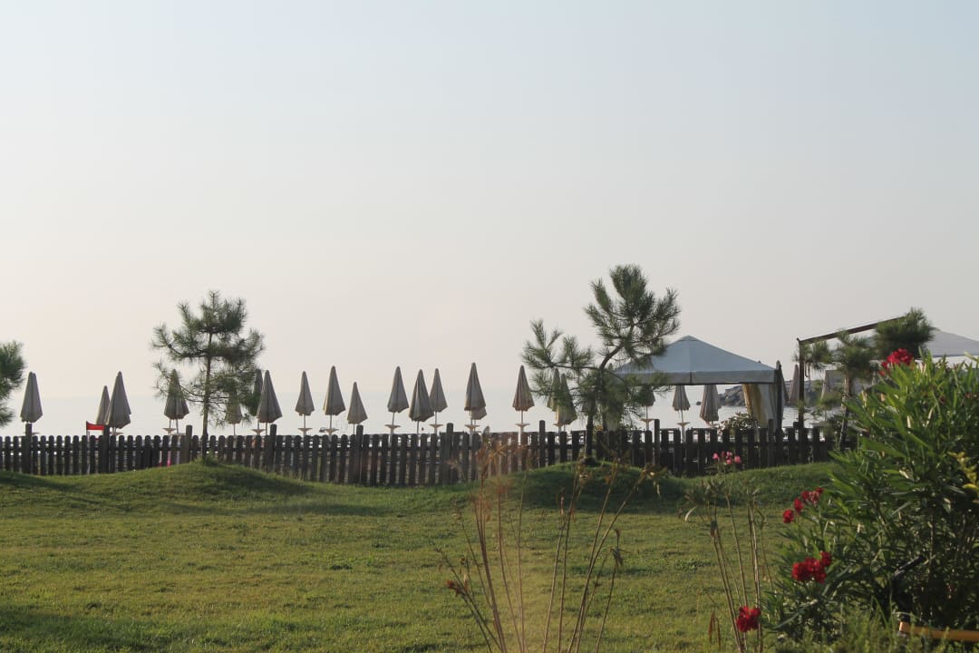 Blick aus dem Zimmer zum Strand Aregai Marina Hotel & Residence