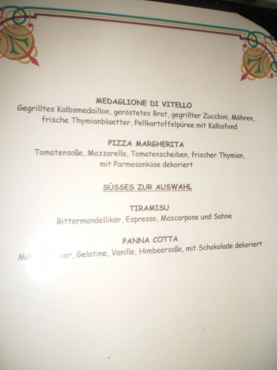 Menuekarte vom italienischen Restaurant 2.Teil Adalya Ocean Deluxe