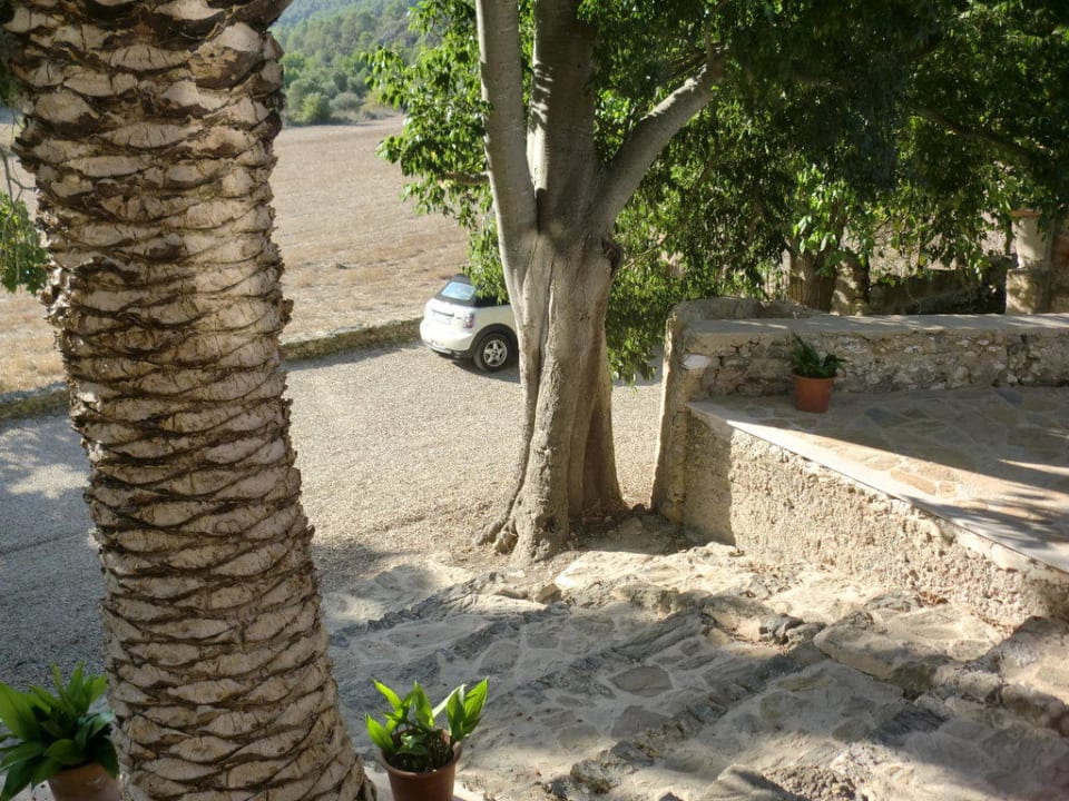 Blick von Terrasse runter zum Parkplatz Hotel Son Pont