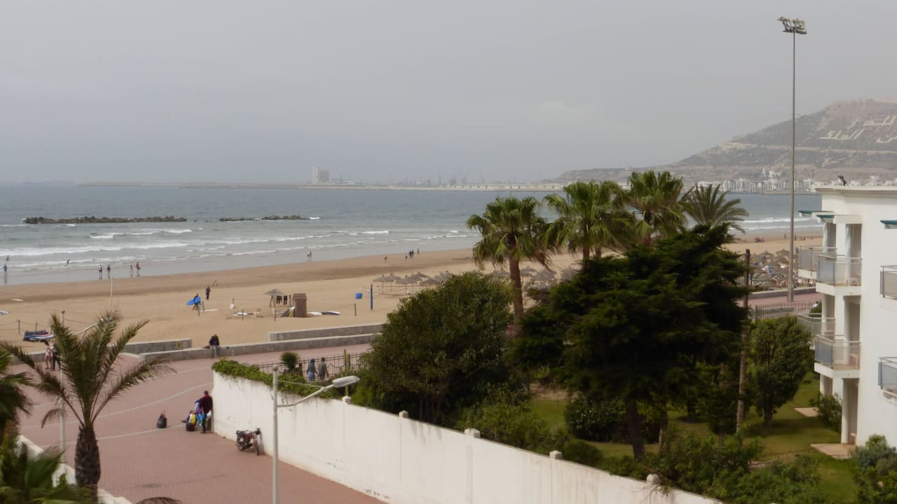 Blick aus unserem Zimmer auf Strand/Meer Hotel Riu Palace Tikida Agadir