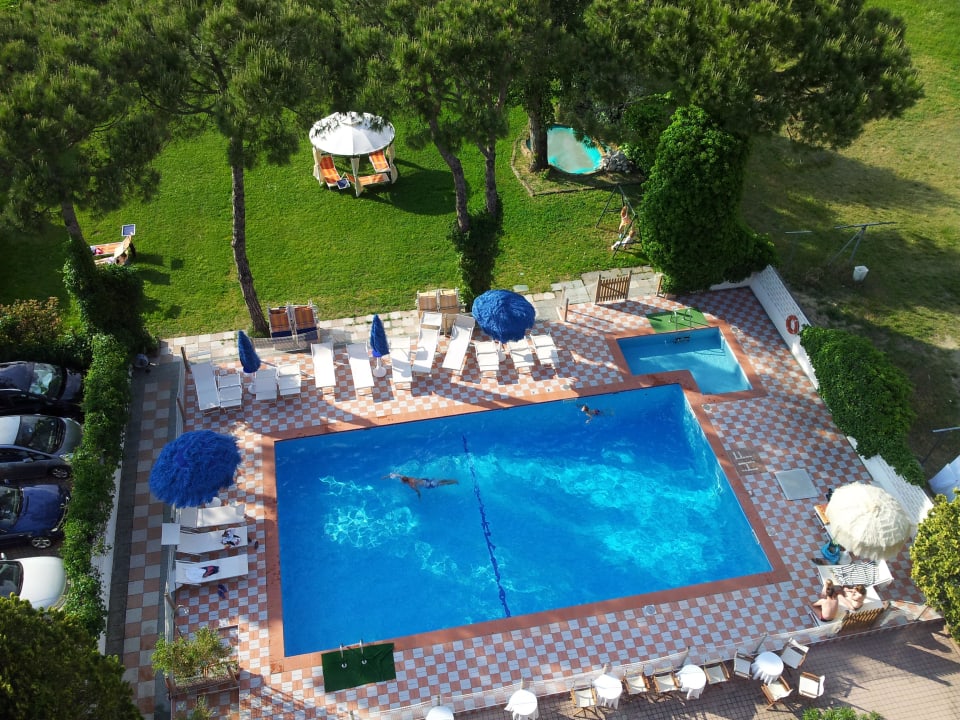 Gepflegter Pool mit Wiese Hotel Frank