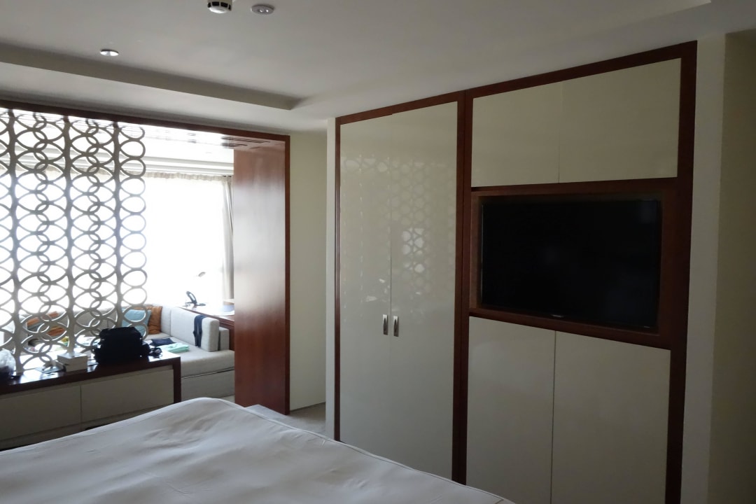 Blick vom Bett. Hotel Jumeirah Emirates Towers