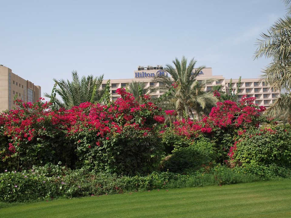 Widok na hotel z ogrodu Hilton Garden Inn Ras Al Khaimah
