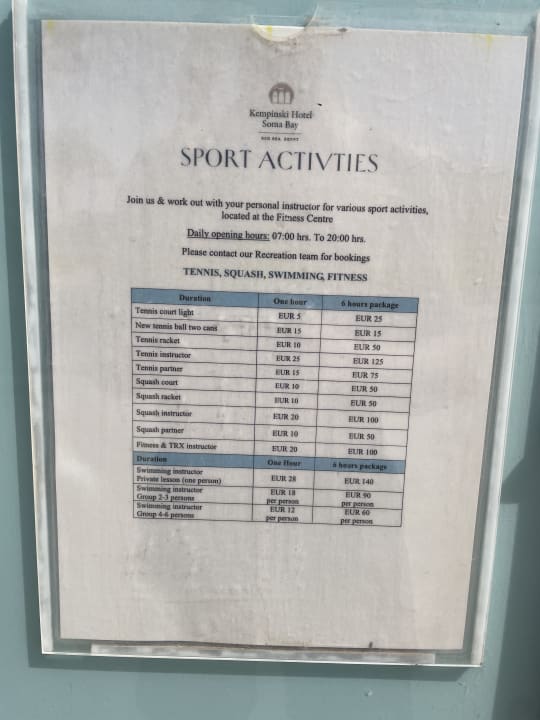 Sport & Freizeit Hotel Kempinski Soma Bay
