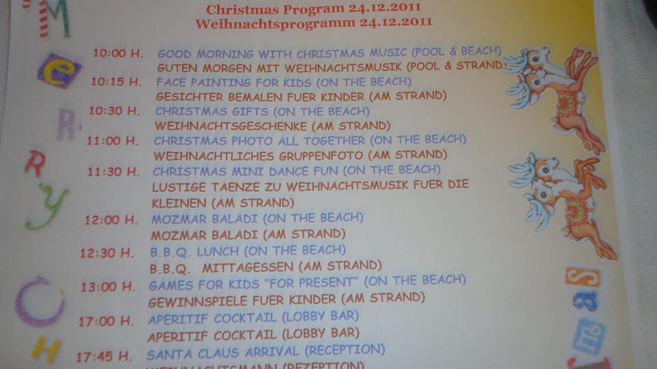 Weihnachtsprogramm Pickalbatros Dana Beach Resort - Hurghada
