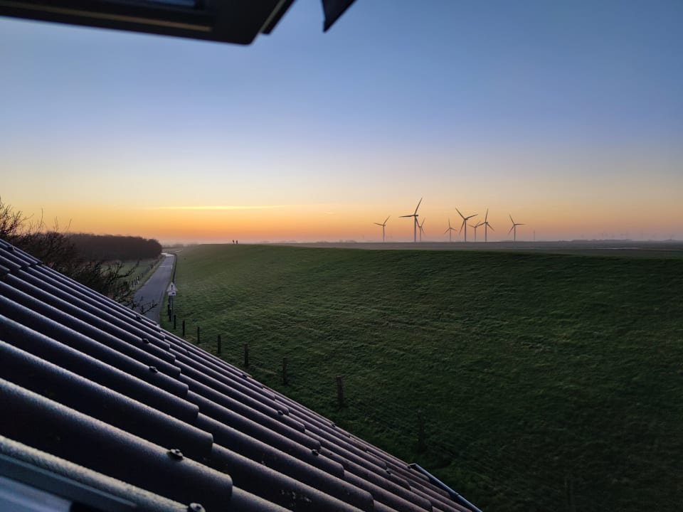 Ausblick Ferienhaus Hemenswarft direkt an der Nordsee mit Meerblick
