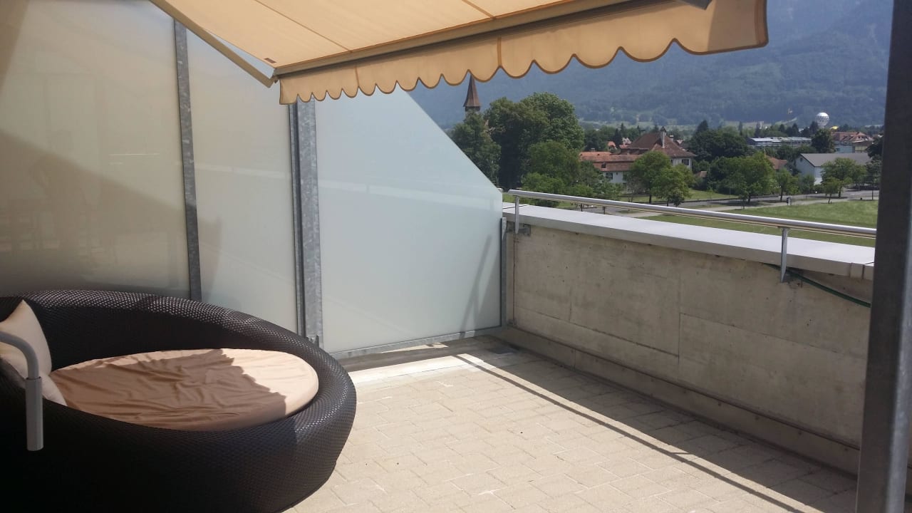 Die wunderschöne Terrasse im 7. Stock Hapimag Resort Interlaken