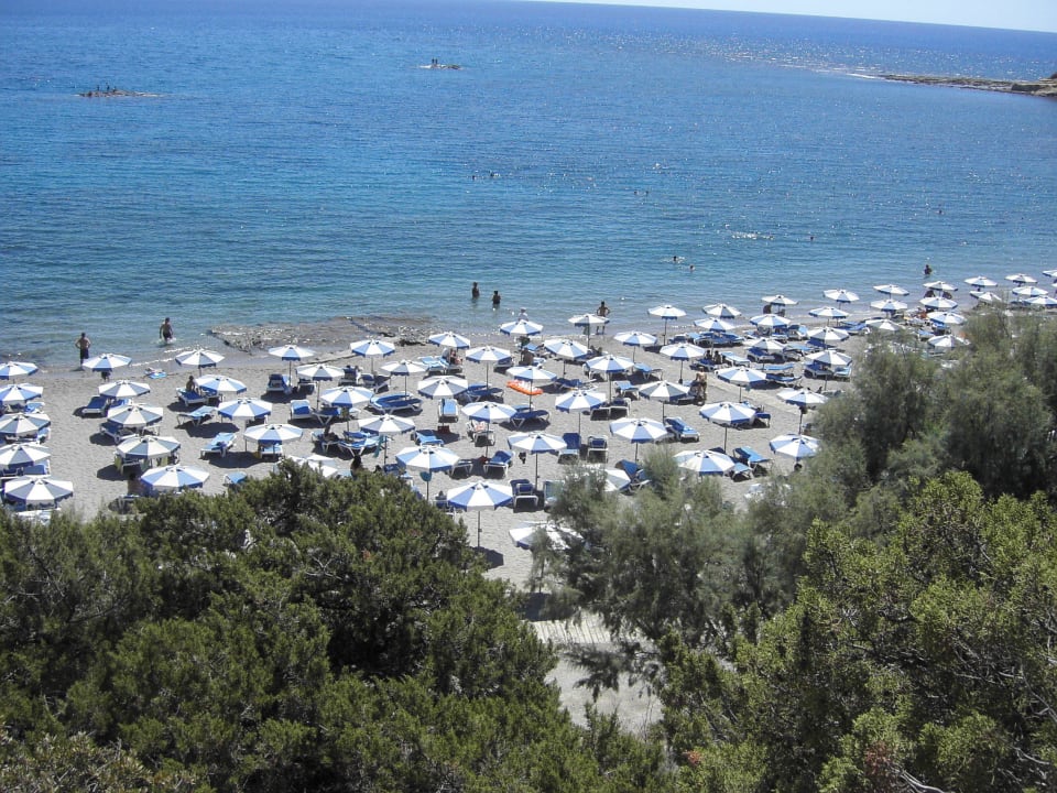 Blick oben von der Strandtreppe Rodos Princess Beach Hotel & Spa