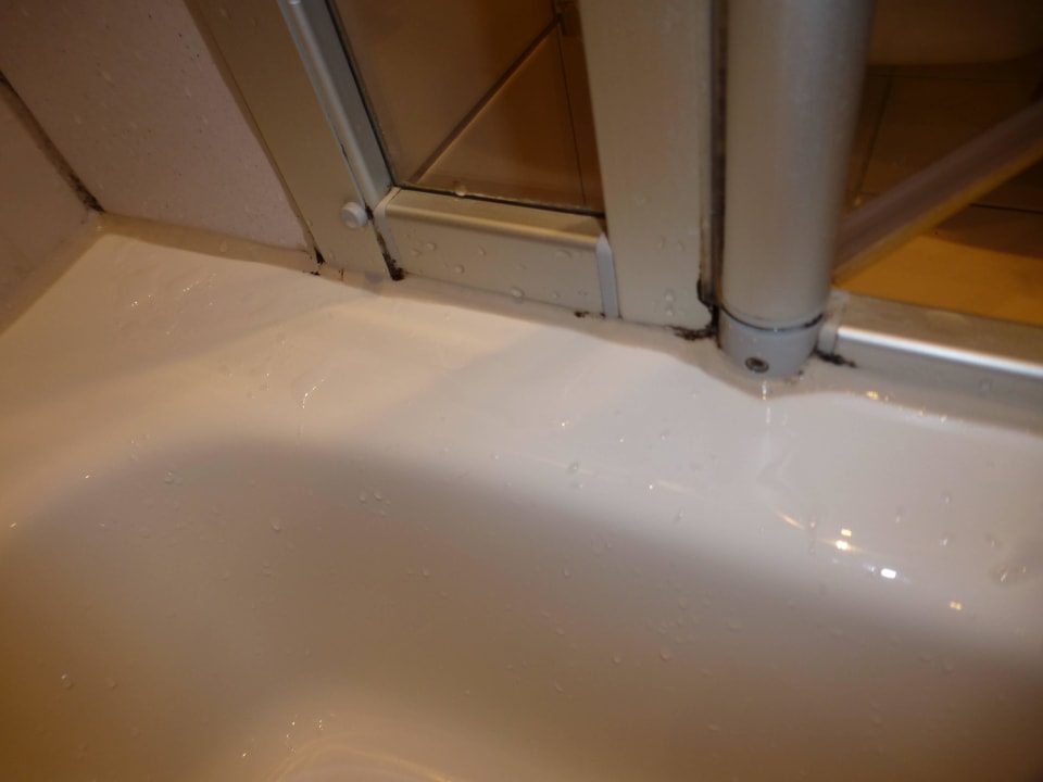 Schimmelige Stellen in der Duschkabine Hotel Traube am See