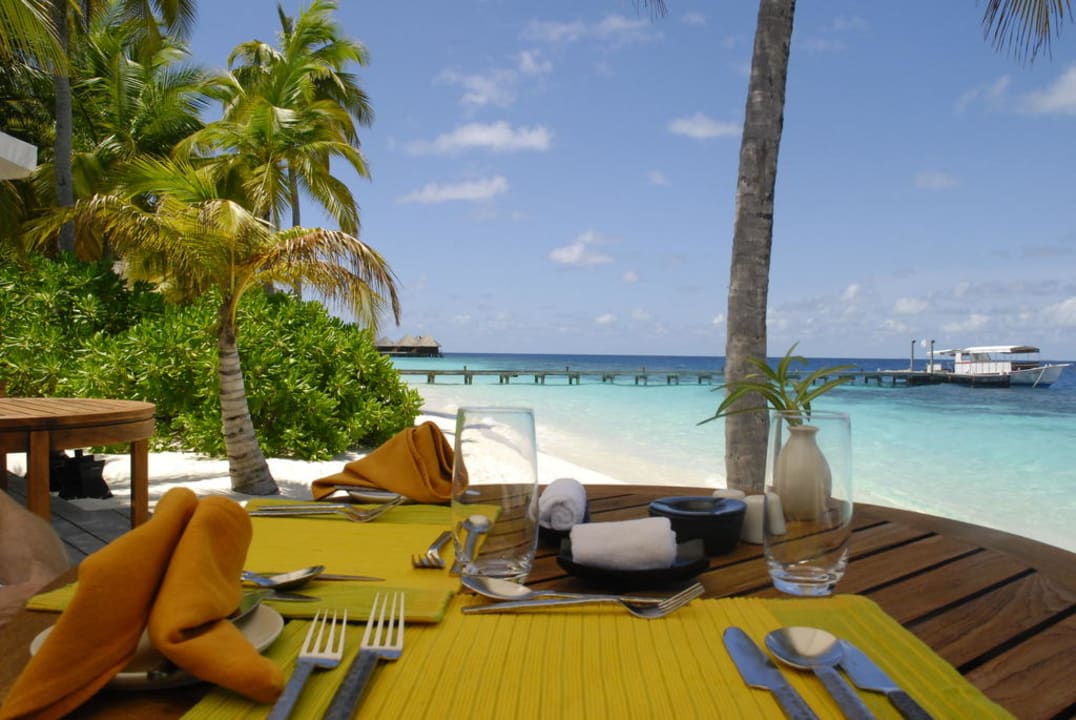 Restaurant-Ausblick Mirihi Island Resort