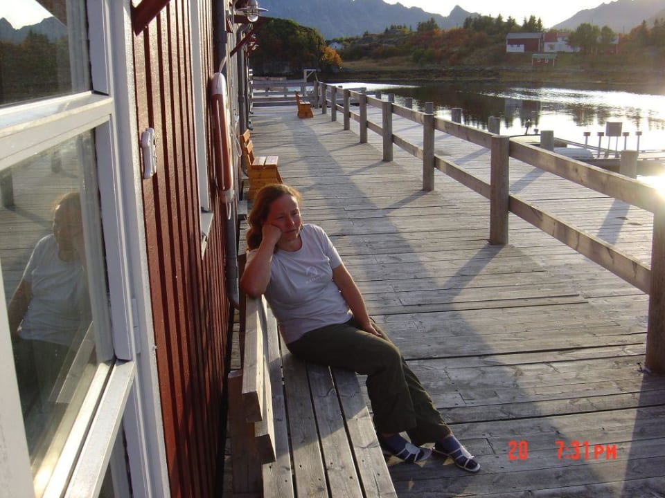 Abschied von unserer Terrasse Nyvagar Rorbuhotell