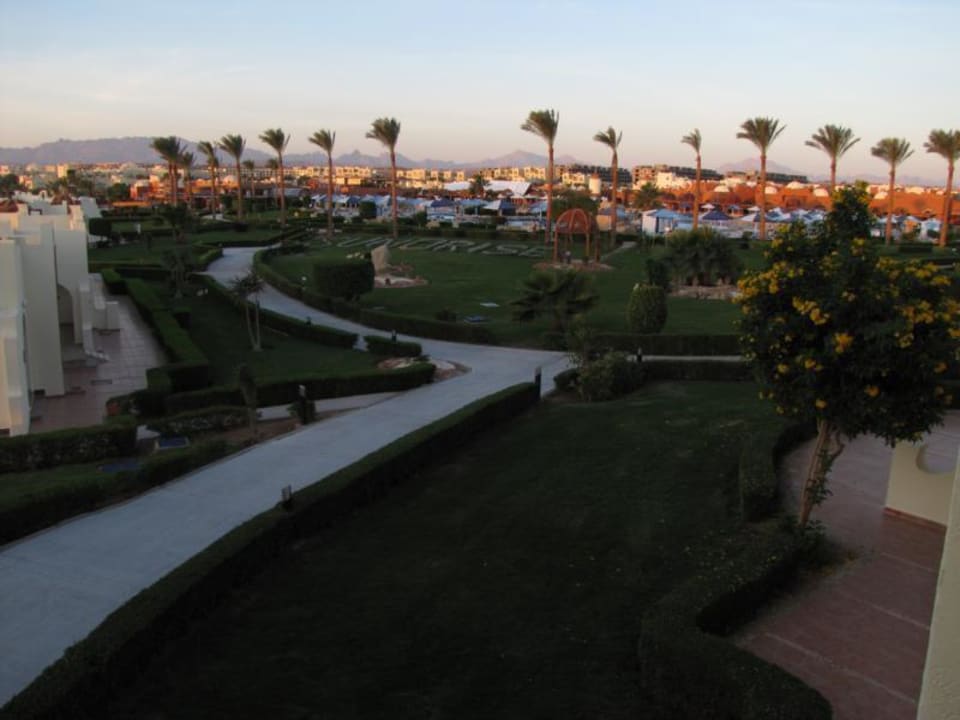 Blick (morgens) auf die Hotelanlage SUNRISE Royal Makadi Resort