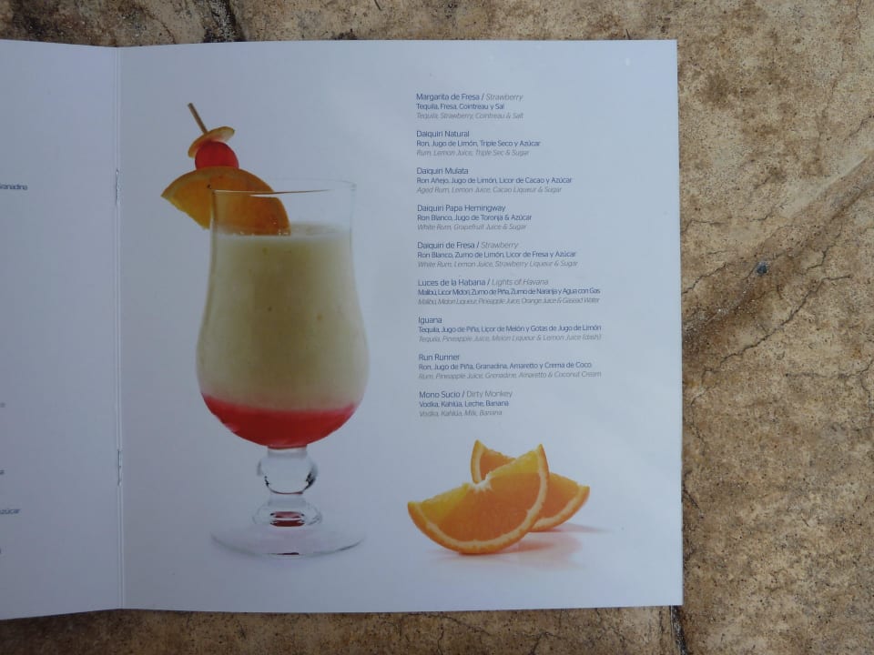 Cocktail-Karte  Iberostar Waves Tucan