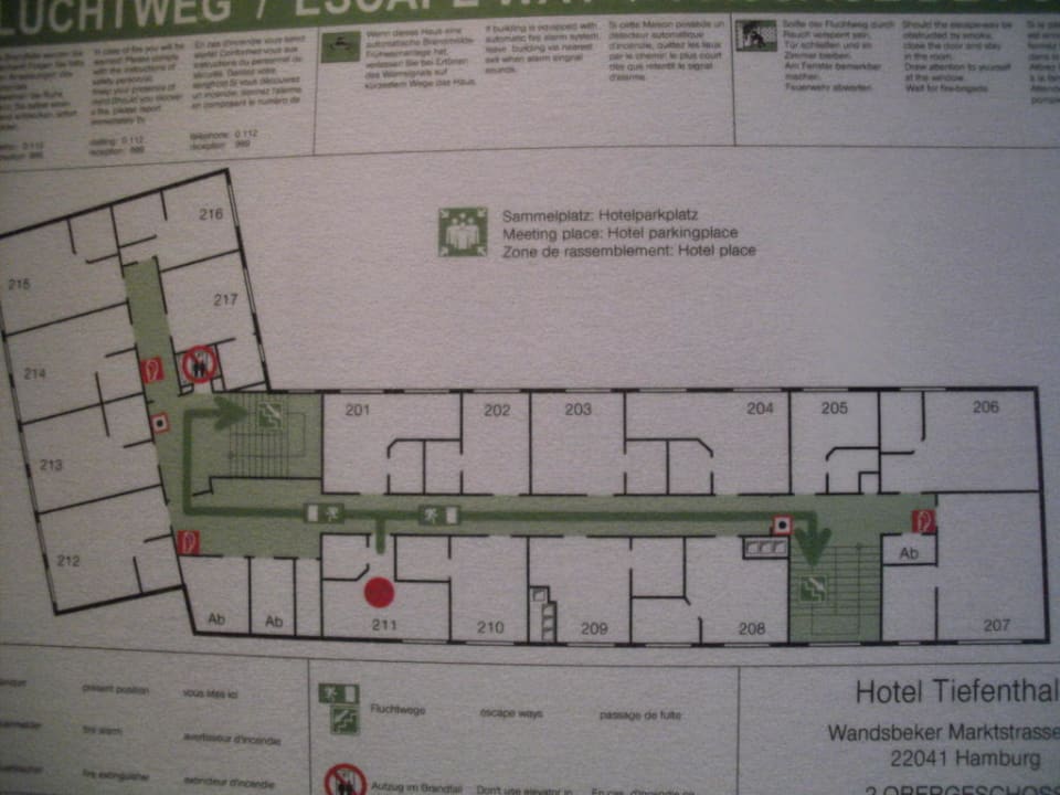 Der Lageplan der Zimmer in der 2. Etage Garner Hotel Hamburg - Wandsbek Marktplatz