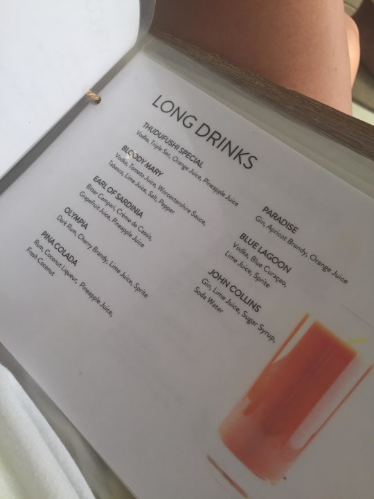 Cocktailkarte Diamonds Thudufushi