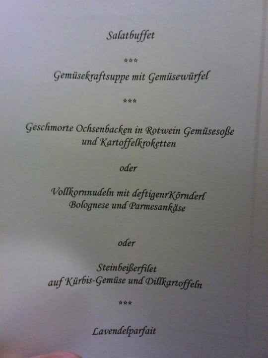 Speisekarte AktiVital Hotel