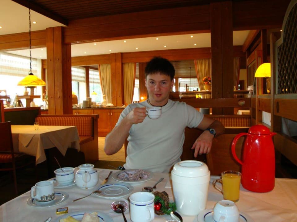 Ich beim Frühstücks-Kaffee  Arcadia Sonnenhof