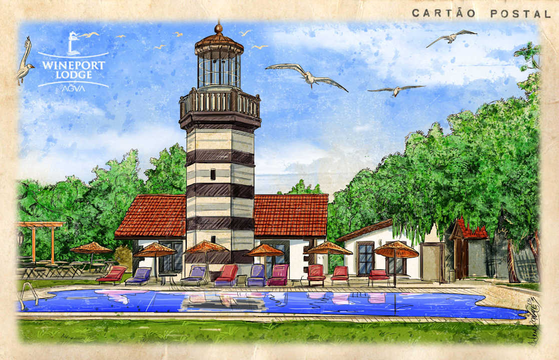 Lighthouse and swimming pool Hotel Wineport Lodge Agva