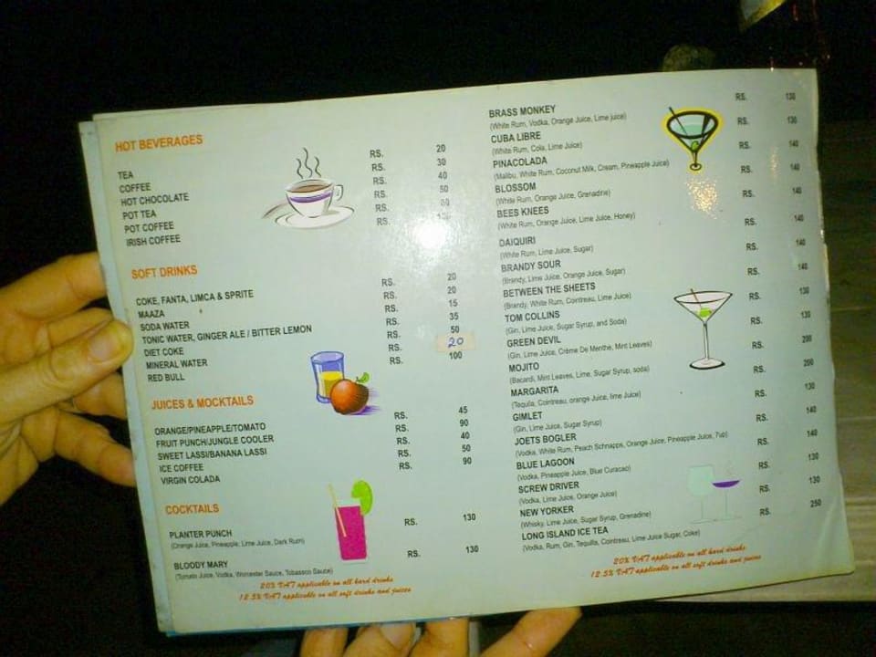 Getränkekarte Hotel Joet's Guest House