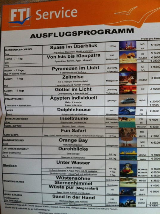 Liste der von FTI angebotenen Ausflugsziele Stella Beach Resort & Spa Makadi Bay