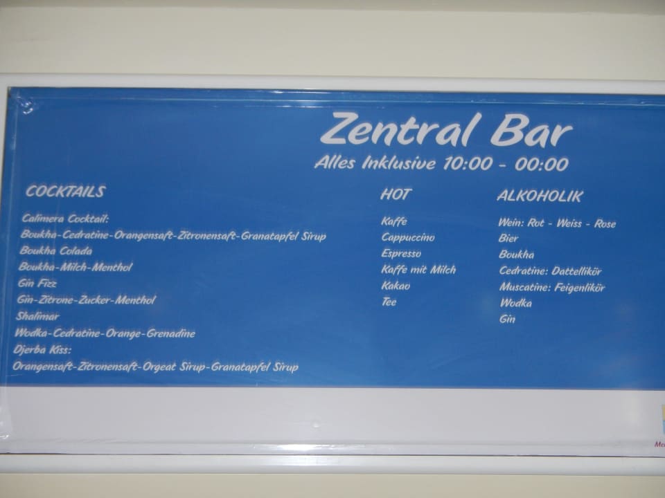 AI Getränke Calimera Yati Beach