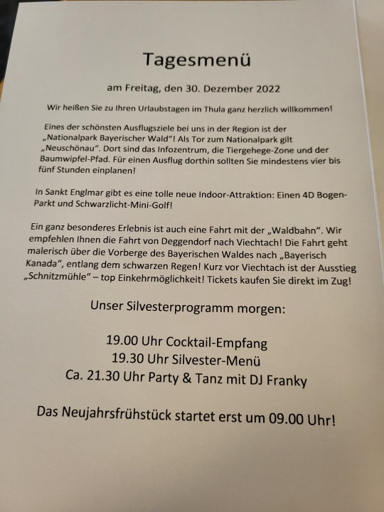 Gastro Thula Wellnesshotel Bayerischer Wald