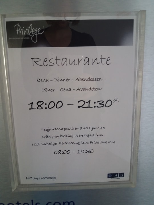 Öffnungszeiten Privilege H10 Playa Esmeralda - Adults only