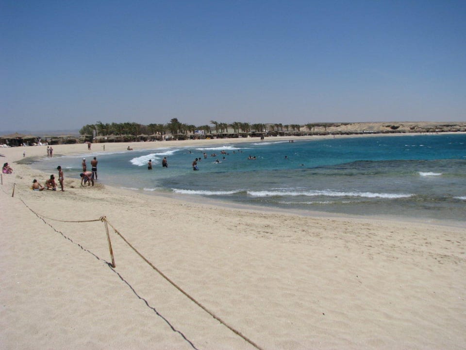 Piaszczysta plaża widok od strony hotelu Malikia Resort Abu Dabbab