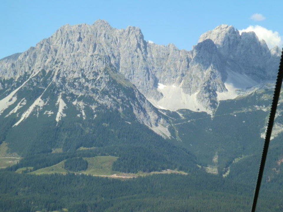 Blick auf den "Wilden Kaiser" Bauernhof Schnablhof
